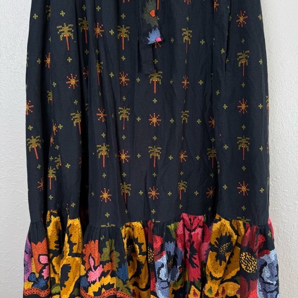 Anthropologie Farm Rio embroidered strapless black folklore maxi dress 1X - Picture 10 of 12